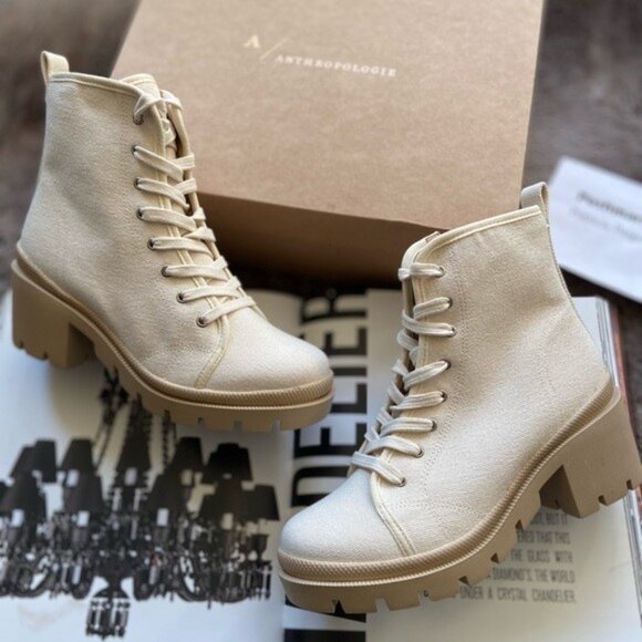 Anthropologie Justine Canvas Lace-Up Boots - Picture 4 of 9